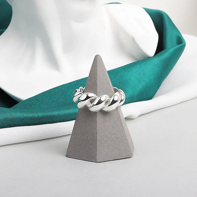 Gold Croissant Ring | Unique Textured Band-SILVER-State of Style