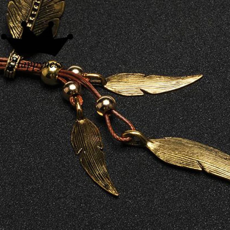 Gold Feather Necklace | Boho Style Jewellery-GOLD-BROWN-State of Style