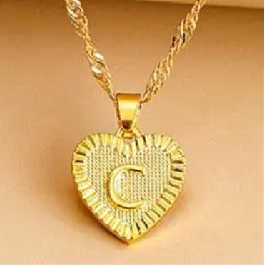 Gold Initial Heart Pendant Necklace - Amara-C-State of Style