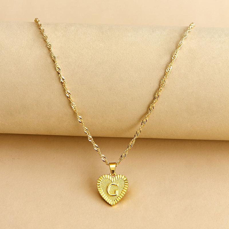 Gold Initial Heart Pendant Necklace - Amara-G-State of Style