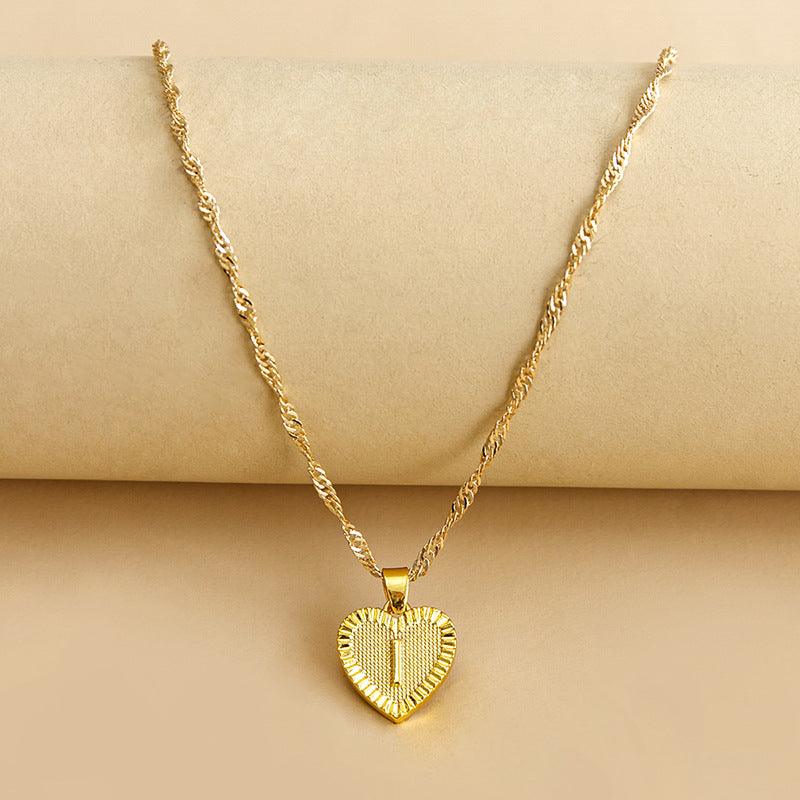 Gold Initial Heart Pendant Necklace - Amara-I-State of Style