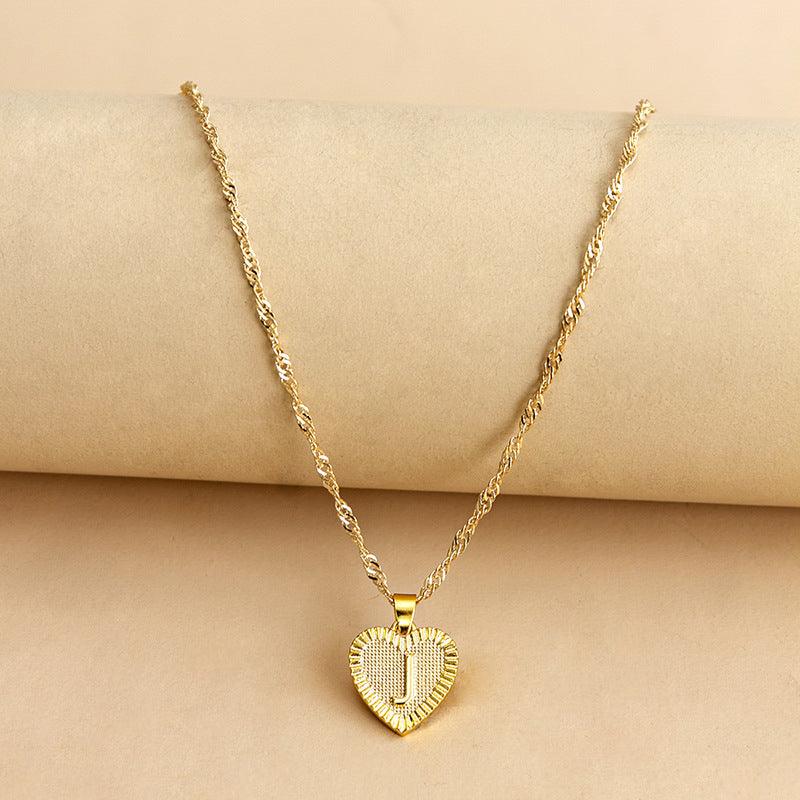 Gold Initial Heart Pendant Necklace - Amara-J-State of Style