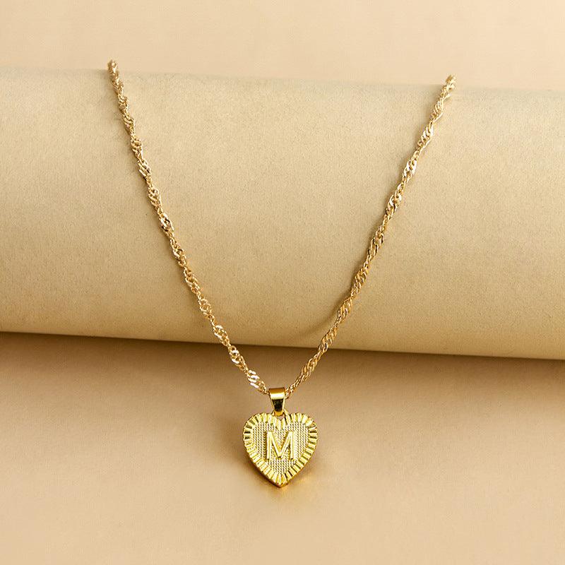 Gold Initial Heart Pendant Necklace - Amara-M-State of Style