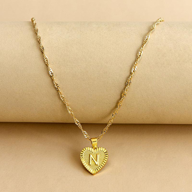 Gold Initial Heart Pendant Necklace - Amara-N-State of Style