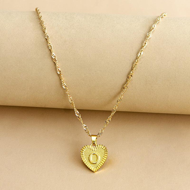 Gold Initial Heart Pendant Necklace - Amara-O-State of Style