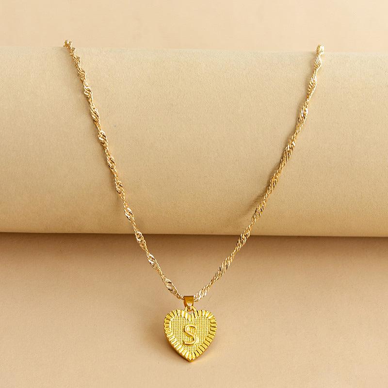 Gold Initial Heart Pendant Necklace - Amara-S-State of Style