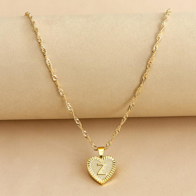 Gold Initial Heart Pendant Necklace - Amara-Z-State of Style