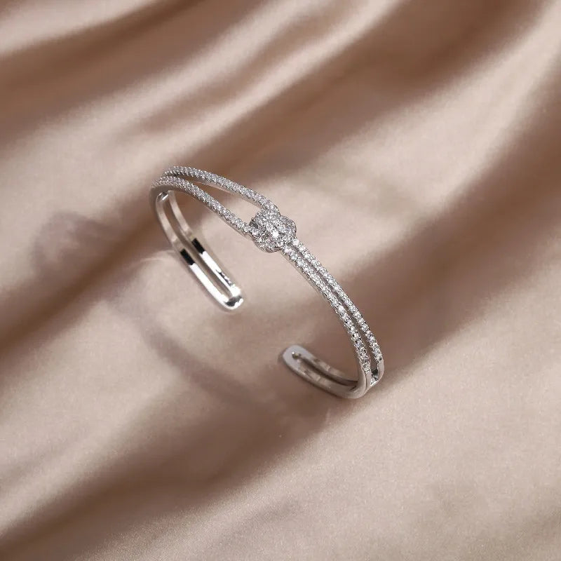 Gold Knot Crystal Bangle-GOLD-State of Style