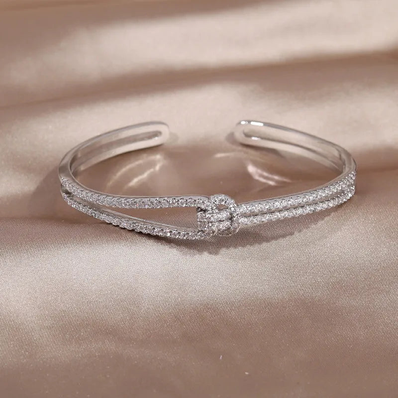 Gold Knot Crystal Bangle-GOLD-State of Style