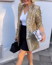 Golden Glitter Jacket with Sequins - Rosamund-Gold-S-State of Style