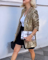 Golden Glitter Jacket with Sequins - Rosamund-Gold-S-State of Style
