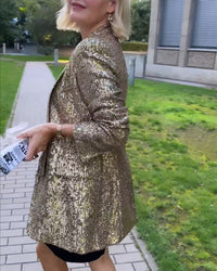 Golden Glitter Jacket with Sequins - Rosamund-Gold-S-State of Style