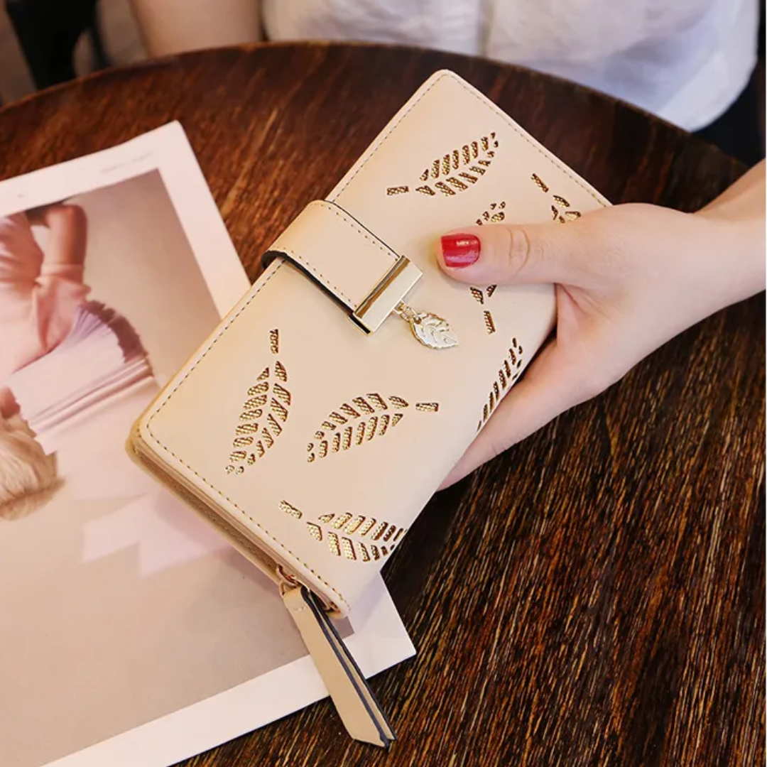 Golden Leaf PU Leather Wallet-Black-Long Wallet-State of Style
