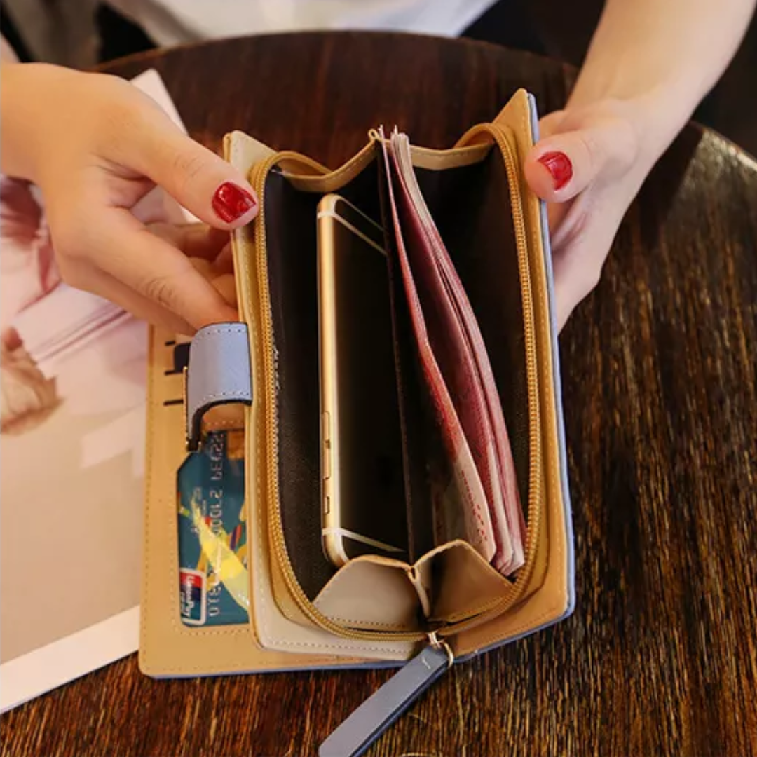 Golden Leaf PU Leather Wallet-Black-Long Wallet-State of Style