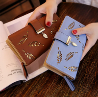 Golden Leaf PU Leather Wallet-Black-Long Wallet-State of Style
