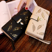 Golden Leaf PU Leather Wallet-Black-Long Wallet-State of Style