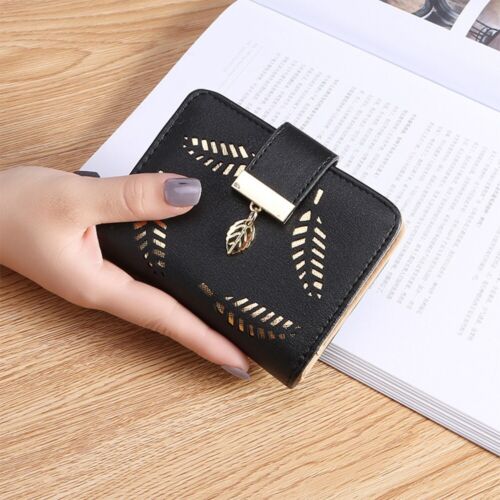 Golden Leaf PU Leather Wallet-Black-Short Wallet-State of Style