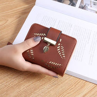 Golden Leaf PU Leather Wallet-Coffee-Short Wallet-State of Style