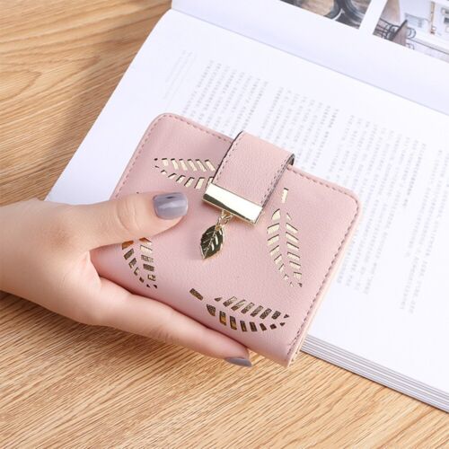 Golden Leaf PU Leather Wallet-Pink-Short Wallet-State of Style