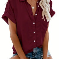 Grace Kraag Blouse | Comfortable Button Closure-Bordeaux Red-S-State of Style