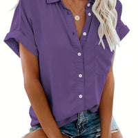 Grace Kraag Blouse | Comfortable Button Closure-Deep Purple-S-State of Style