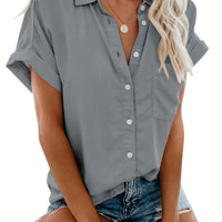 Grace Kraag Blouse | Comfortable Button Closure-Light Grey-S-State of Style