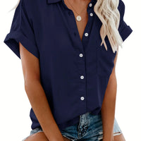 Grace Kraag Blouse | Comfortable Button Closure-Marine Blue-S-State of Style