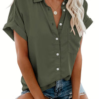 Grace Kraag Blouse | Comfortable Button Closure-Olive Green-S-State of Style