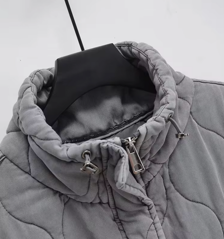 Grey Sleeveless Cotton Waistcoat – Thalia-XS-State of Style