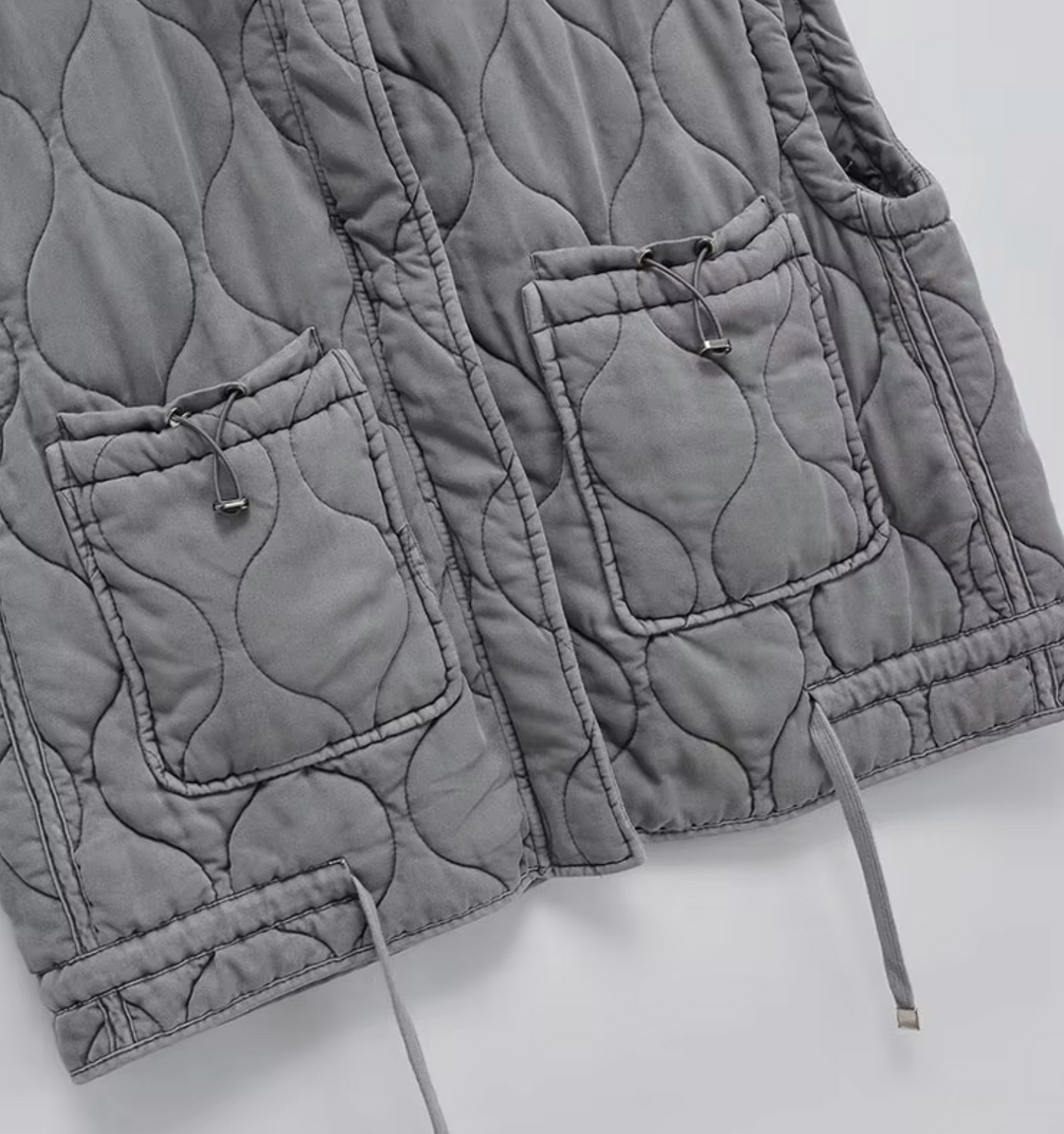 Grey Sleeveless Cotton Waistcoat – Thalia-XS-State of Style