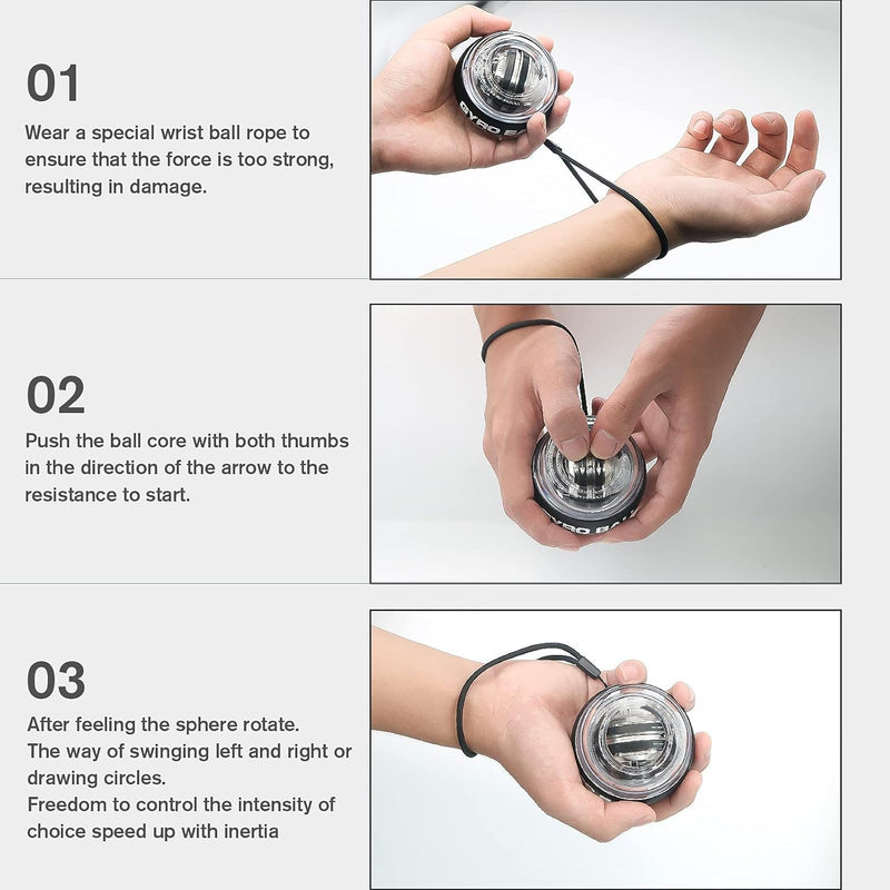 Gyroscopic Wrist Strengthener Ball - Auto Start Forearm Trainer-Black-State of Style