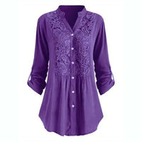 Hailey – Women's Long Blouse with Puff Sleeves-Purple-M-State of Style