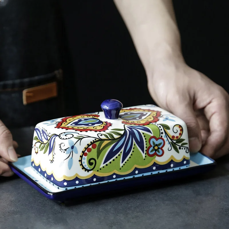 Hand-painted Butter Dish in Tuscan Style - TuscanCharm-State of Style
