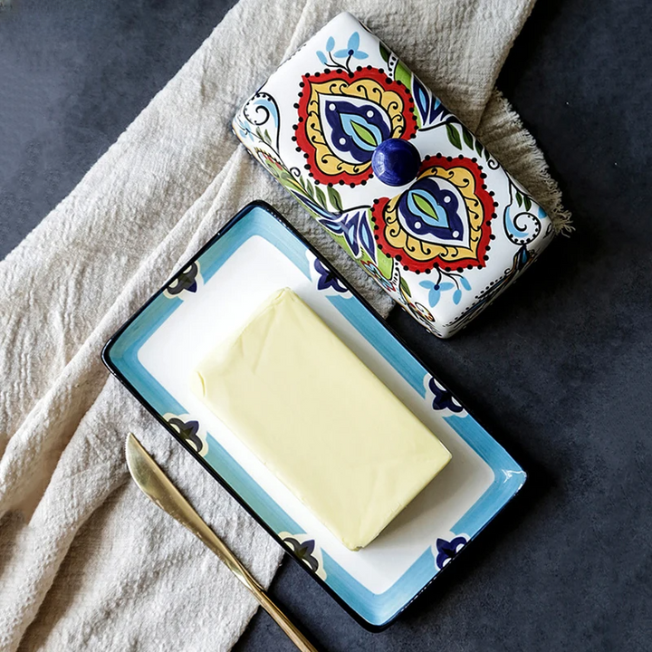 Hand-painted Butter Dish in Tuscan Style - TuscanCharm-State of Style