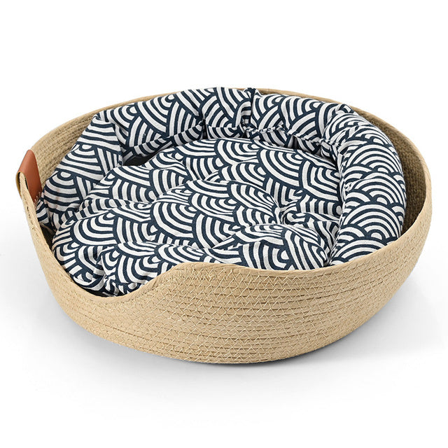 Handmade Comfortable Cat Bed - LuxeSnooze-S-Basket + luxury black bed-State of Style