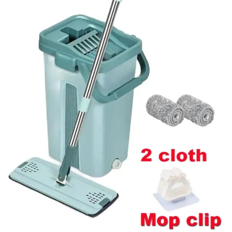 Hands-Free Flat Mop with Bucket - FlexiMop-Mop with 2 Pads-State of Style