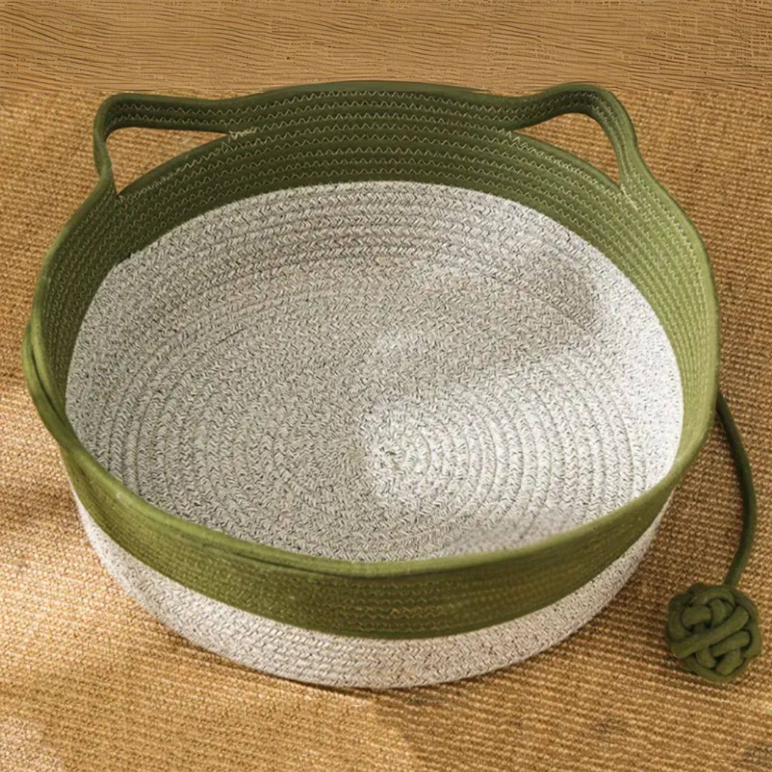 Handwoven Cotton Rope Bed for Cats - CozyNest-Green-S-State of Style