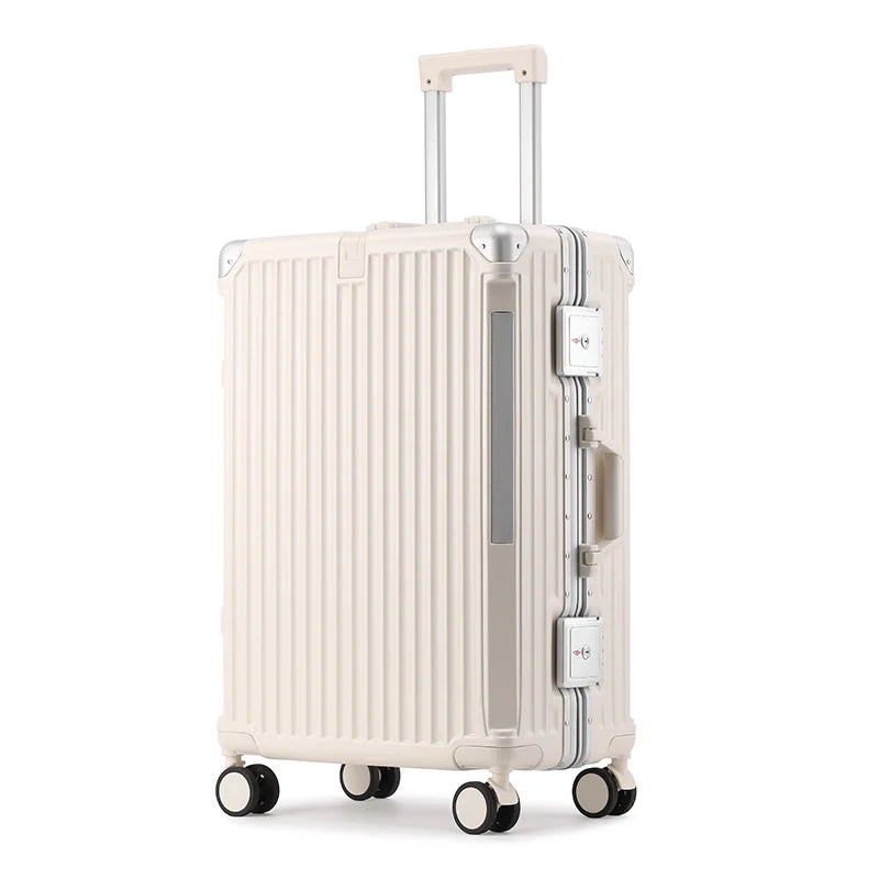Hard-shell suitcase with aluminium frame – Tallinn-White-S (48 L)-State of Style
