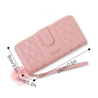 Heart-Embroidered Long Wrist Wallet-Black-State of Style