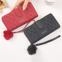 Heart-Embroidered Long Wrist Wallet-Black-State of Style