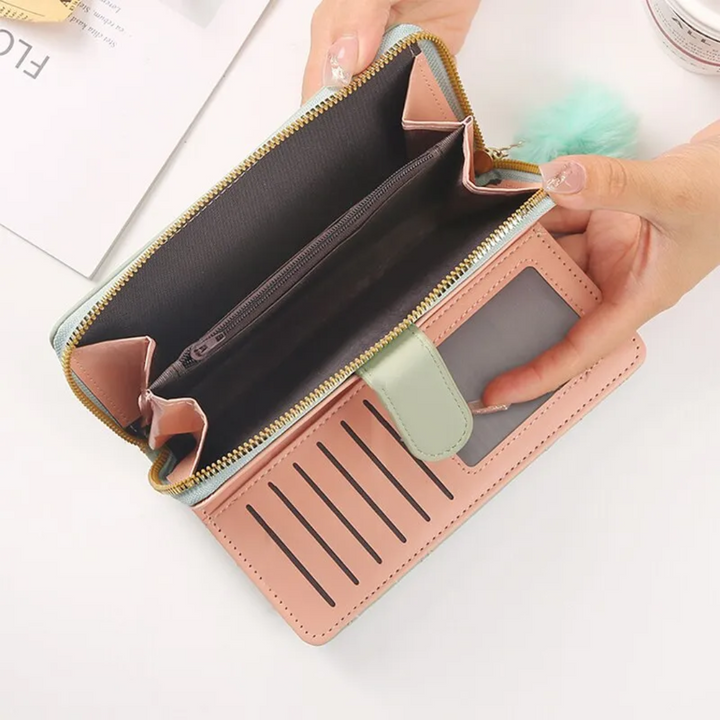 Heart-Embroidered Long Wrist Wallet-Black-State of Style