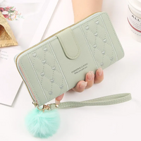 Heart-Embroidered Long Wrist Wallet-Green-State of Style