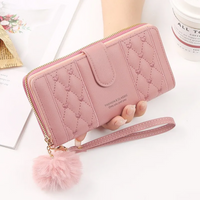 Heart-Embroidered Long Wrist Wallet-Pink-State of Style