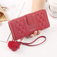 Heart-Embroidered Long Wrist Wallet-Red-State of Style