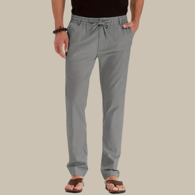 Helge | Men's Summer Trousers with Elastic Waistband-Grey-M-State of Style