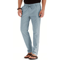 Helge | Men's Summer Trousers with Elastic Waistband-Sky Blue-M-State of Style