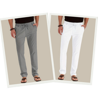 Helge | Men's Summer Trousers with Elastic Waistband-White-M-State of Style