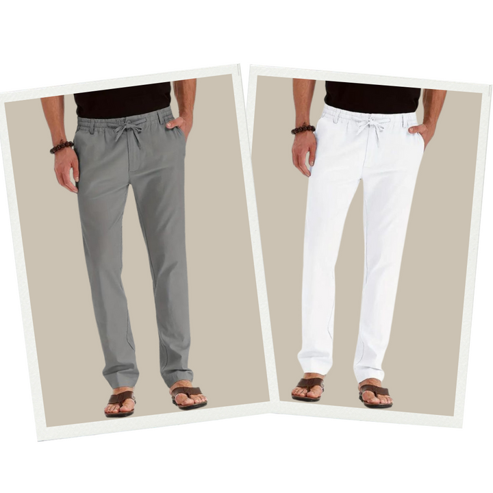 Helge | Men's Summer Trousers with Elastic Waistband-White-M-State of Style