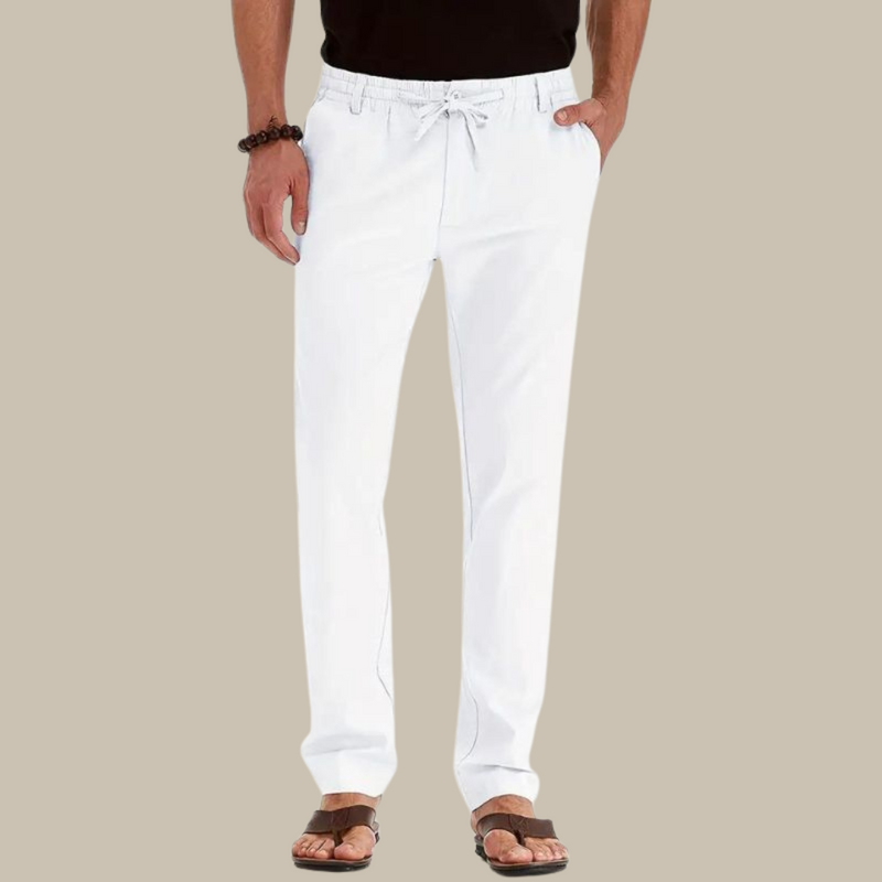 Helge | Men's Summer Trousers with Elastic Waistband-White-M-State of Style