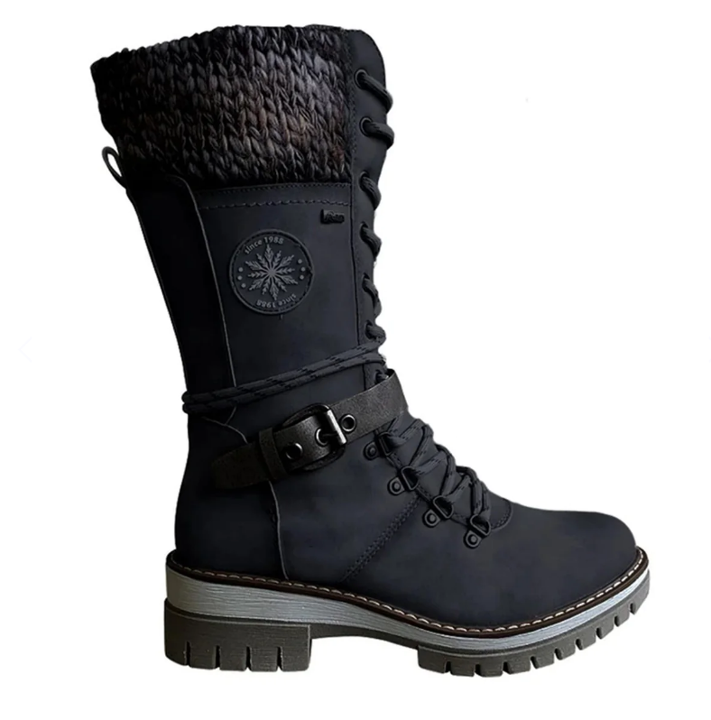 High Ladies Boots with Orthopaedic Sole - Amelia-Black-5-State of Style